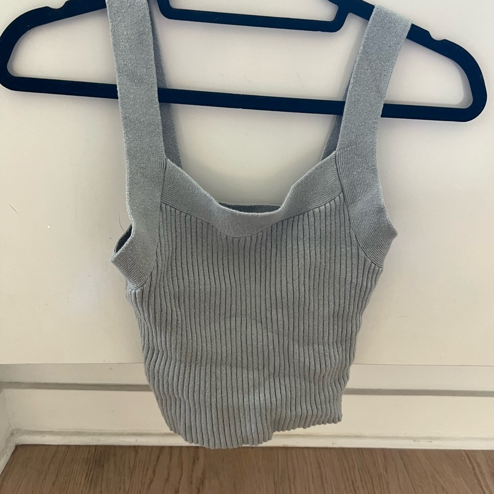 Abercrombie & Fitch Green Ribbed Scoop Neck Tank Top